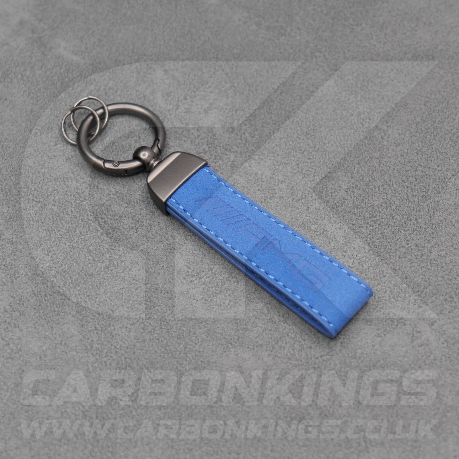 Mercedes AMG Blue Suede Key Ring Chain Alcantara Stitched C63 C43 A45 E63 A35