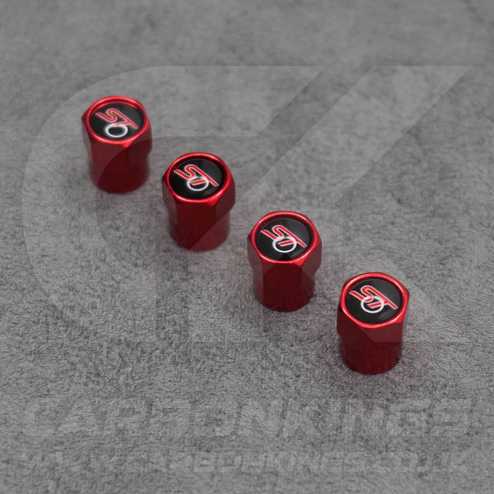 Ford ST Sport Red Anodised Wheel Valve Dust Caps Set Fiesta Focus Edge Puma