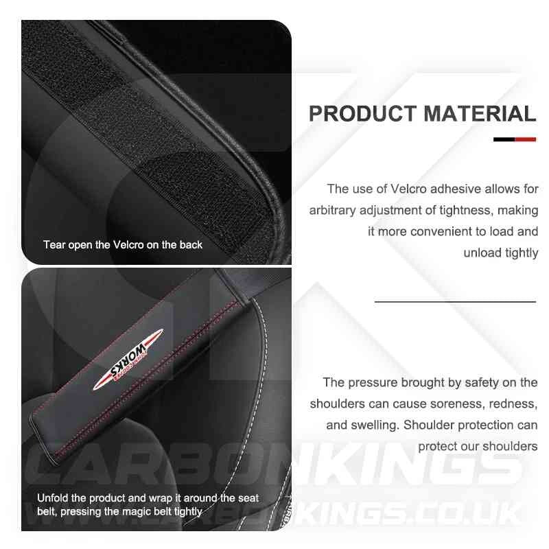 John Cooper Works JCW Leather Seatbelt Shoulder Cover Pad Protector Mini Cooper