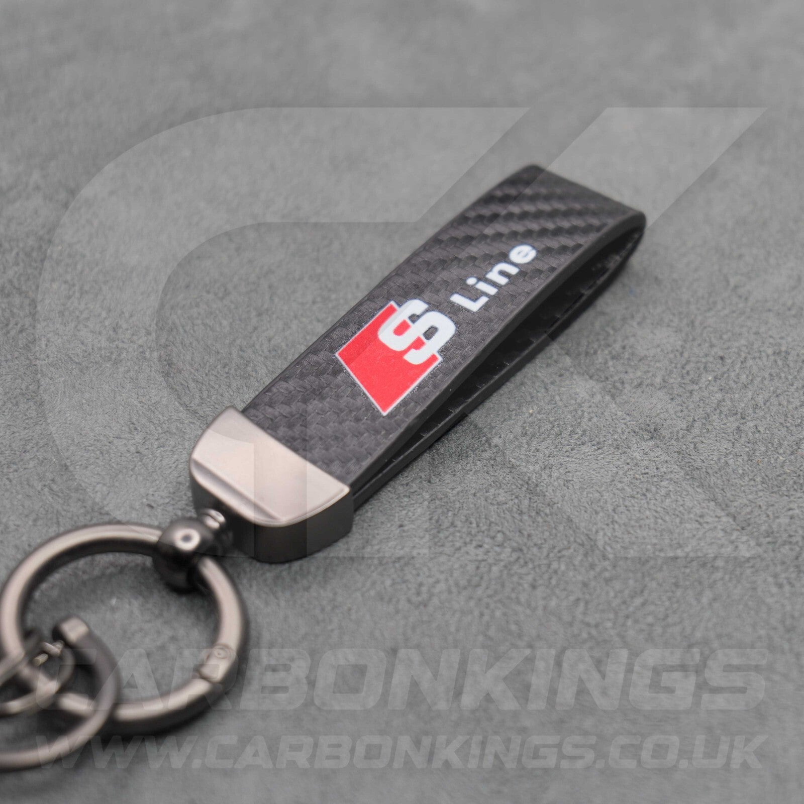 Audi S Line Carbon Fibre Key Ring Chain A1 A3 A4 A5 A6 A7 Q3 Q4 Q5 Q6 Q7 Q8