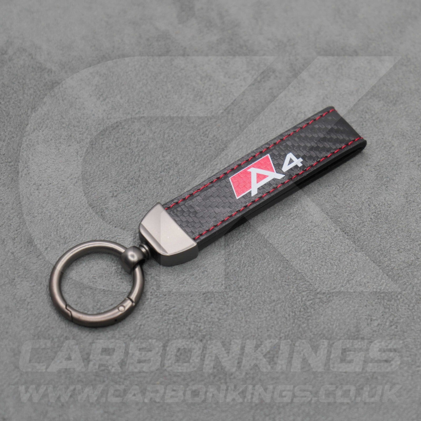 Audi Carbon Fibre Style Red Stitching Key Ring Chain S Line A3 A4 A5 A6 A7 A8