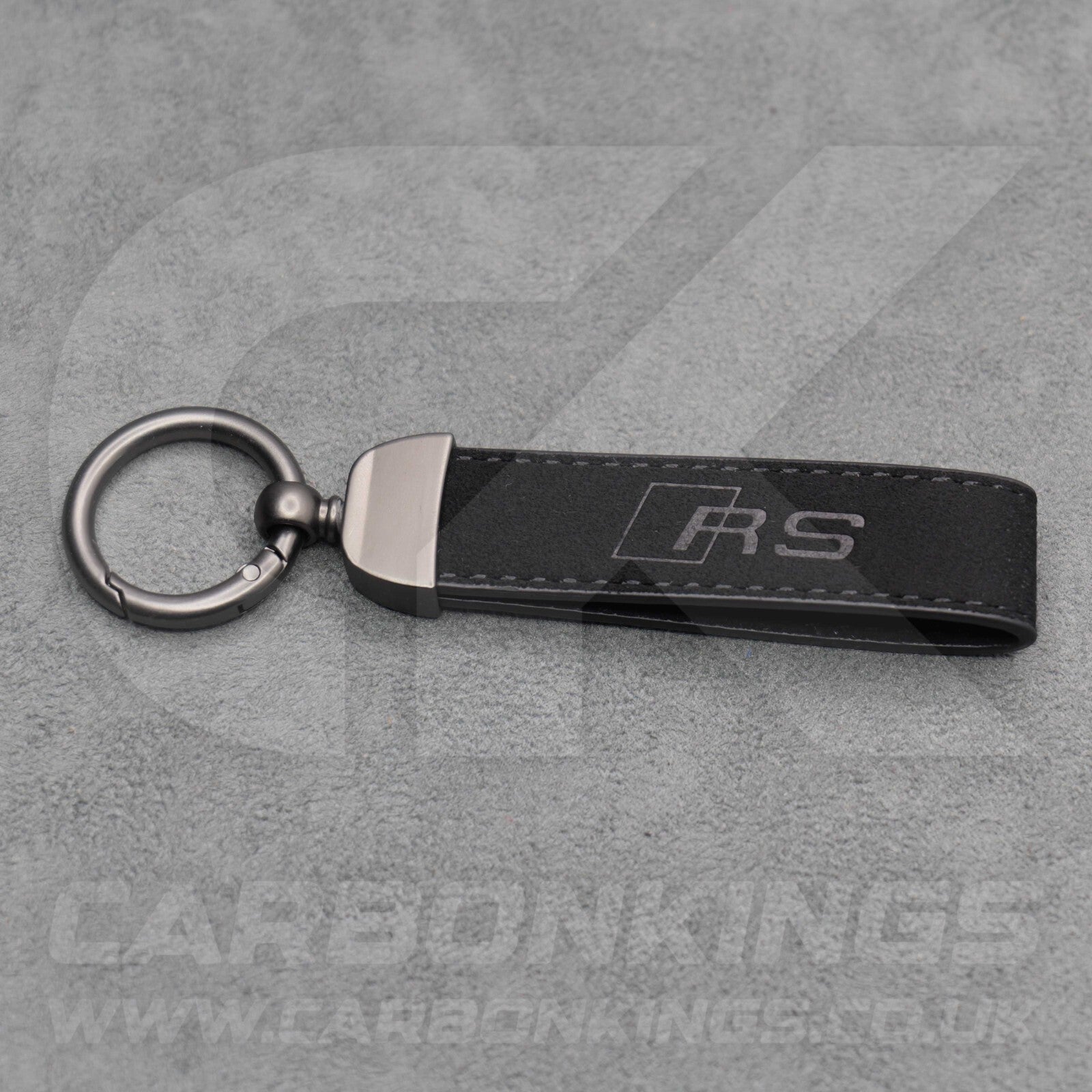 Audi RS Black Suede Key Ring Chain Alcantara Stitched Premium RS3 RS4 RS5 RS6