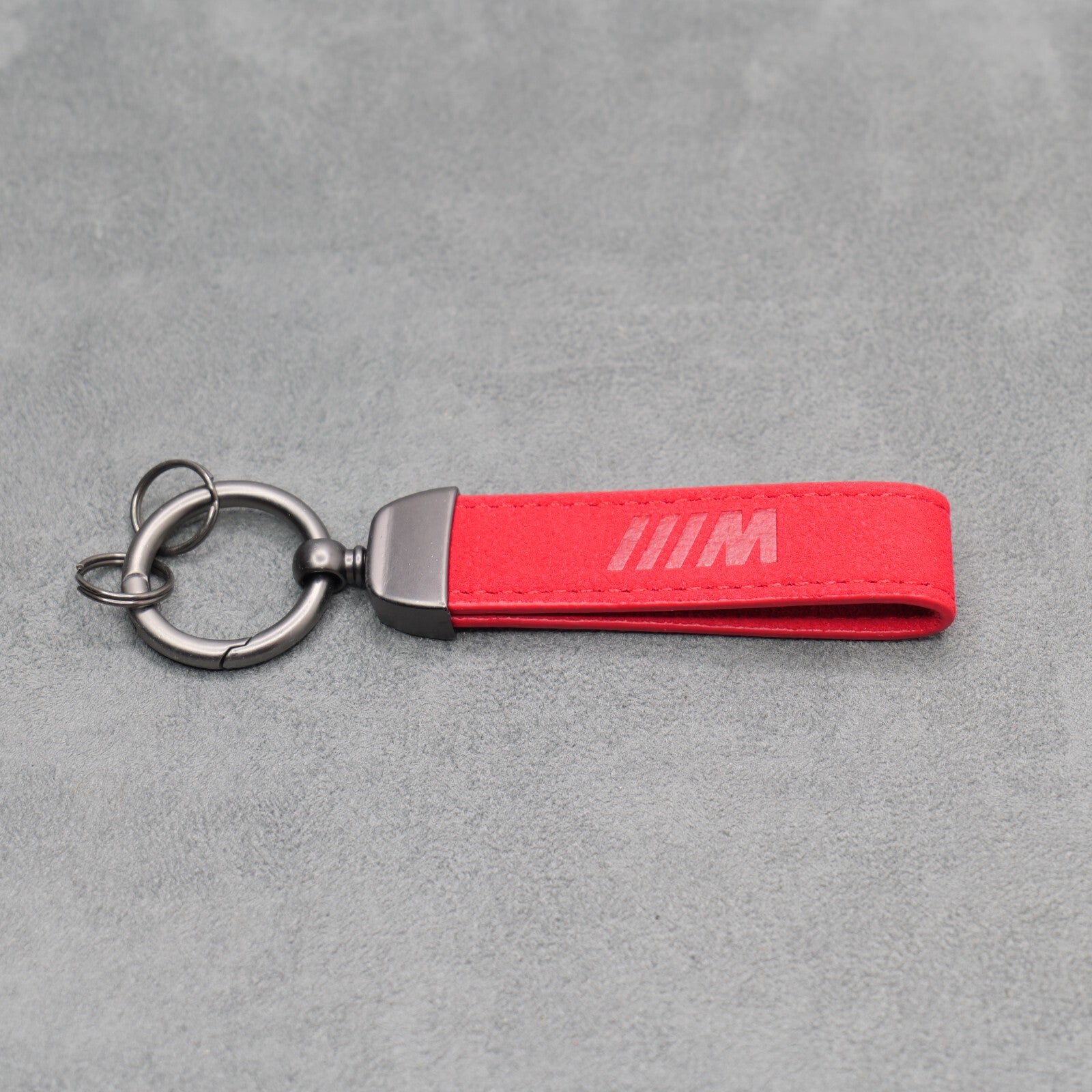 BMW M Performance Red Suede Key Ring Chain Alcantara Red Stitching Premium