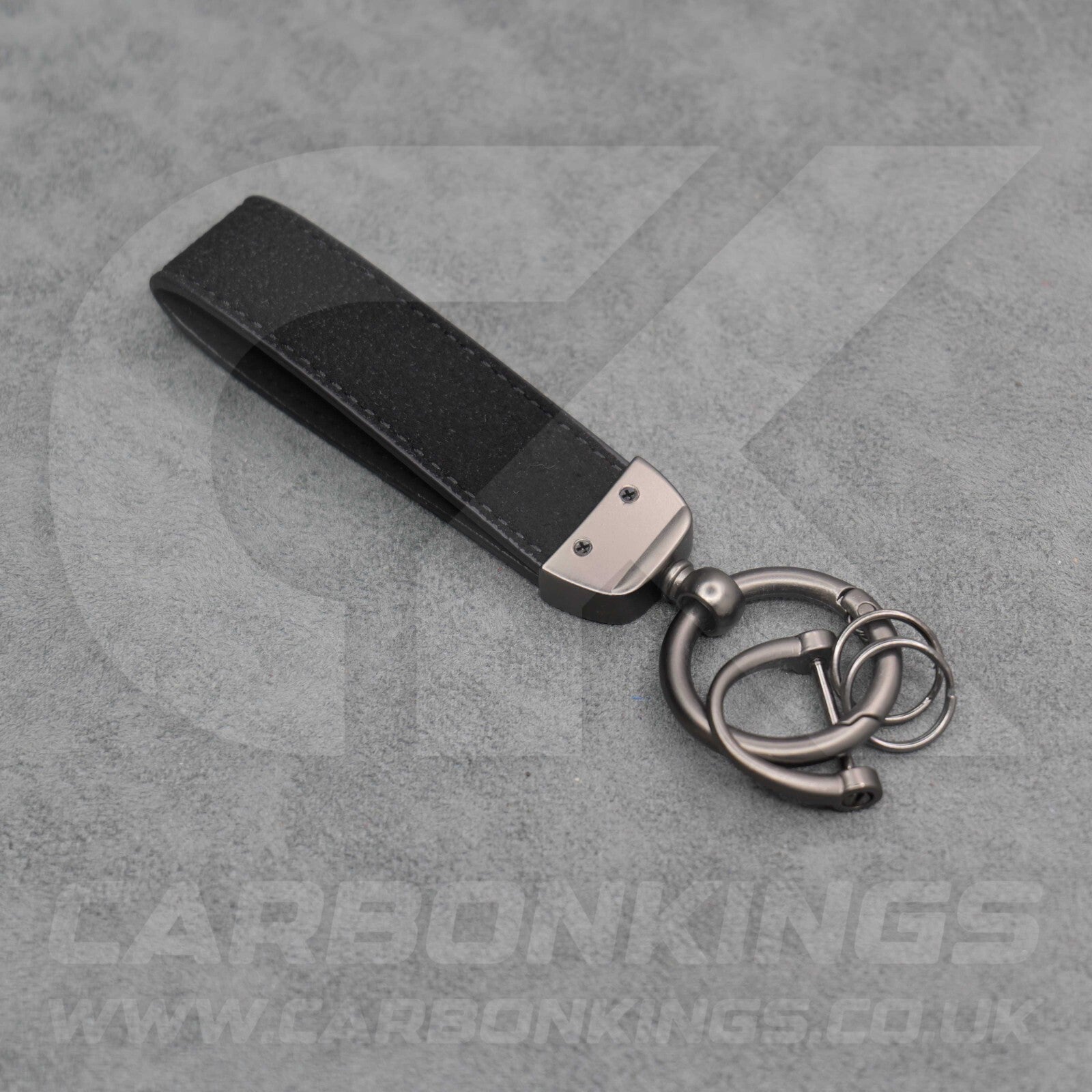 Fiat Abarth Black Suede Key Ring Chain Alcantara Stitched 500 595 695 Punto