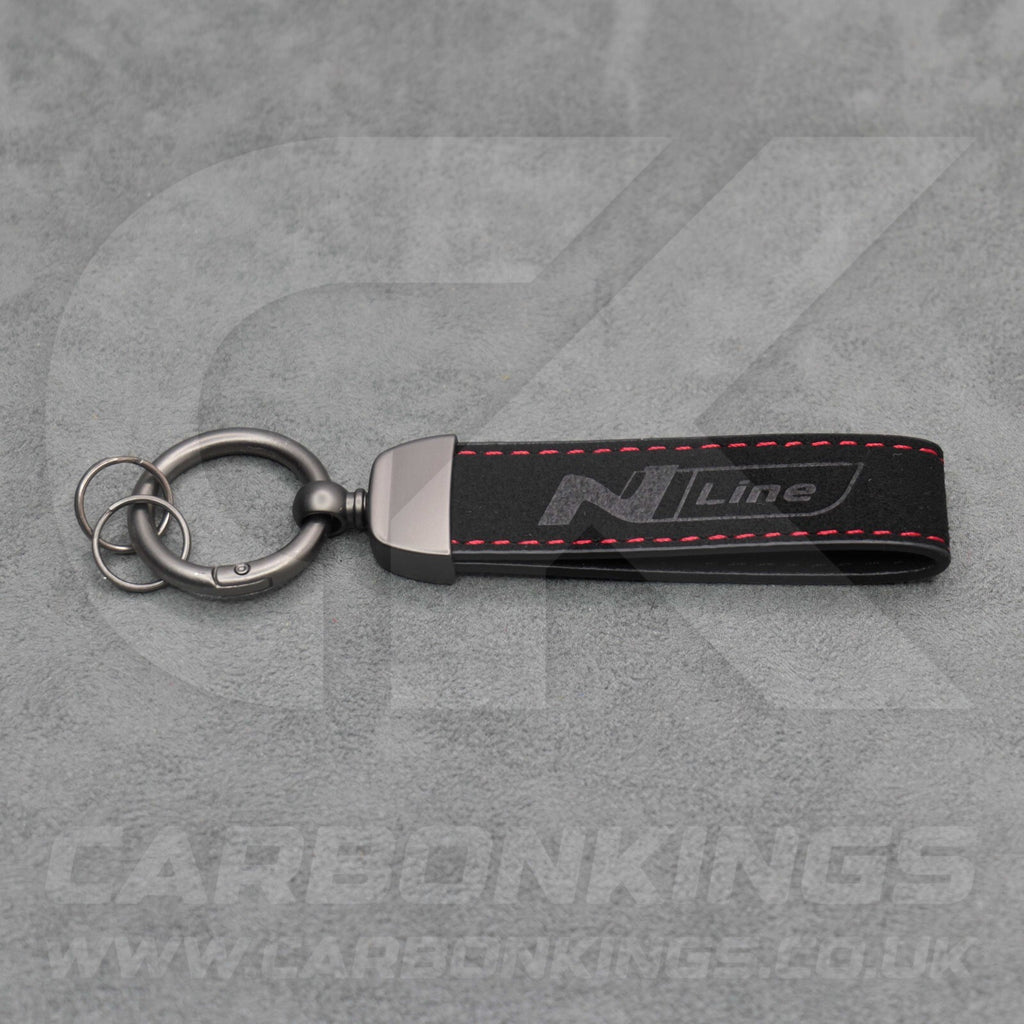 Hyundai N Line Black Suede Red Stitch Car Key Chain Ioniq 5 6 9 Kona i10 i20 i30