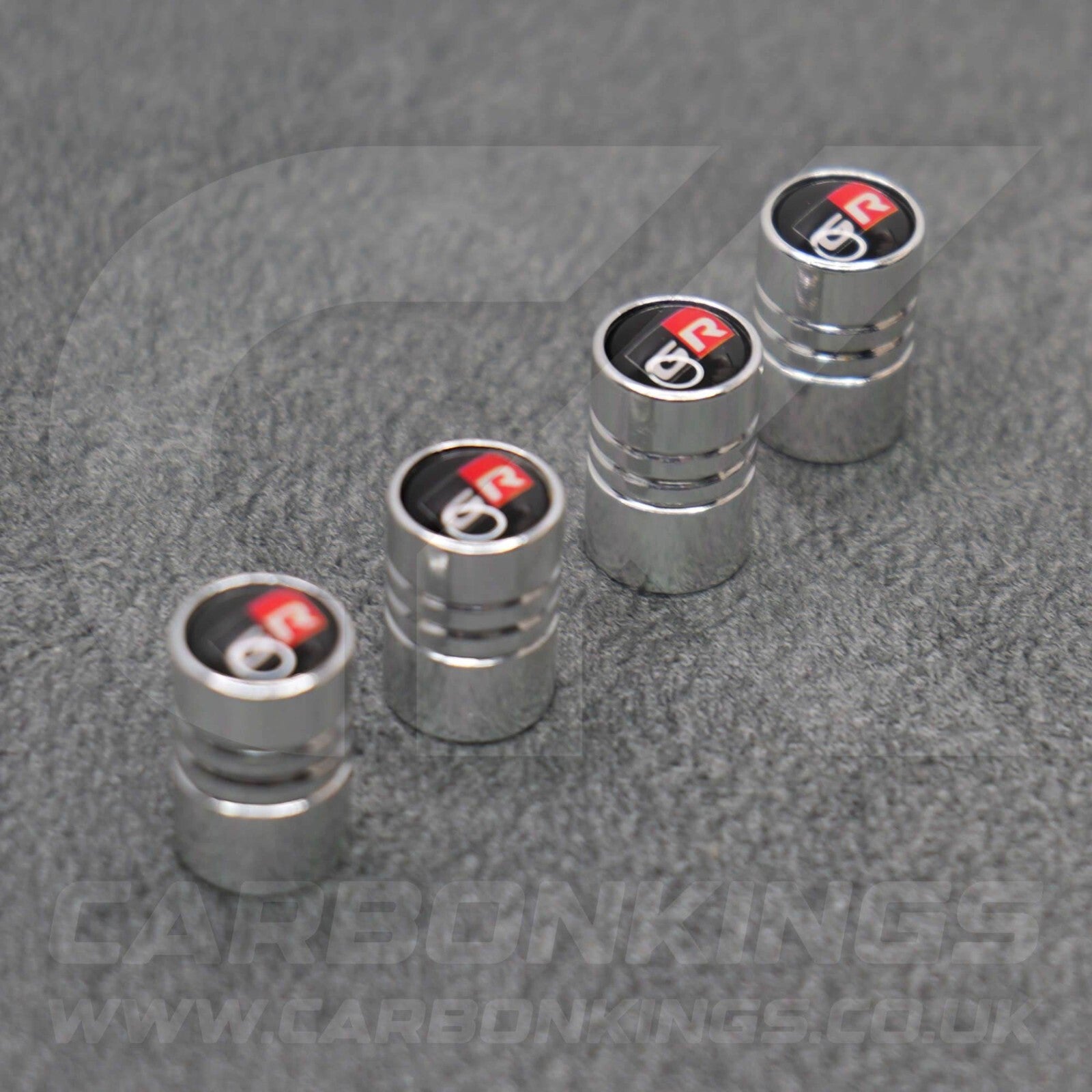Toyota GR Gazoo Racing Silver Anodised Wheel Valve Dust Caps Yaris GR86 Supra