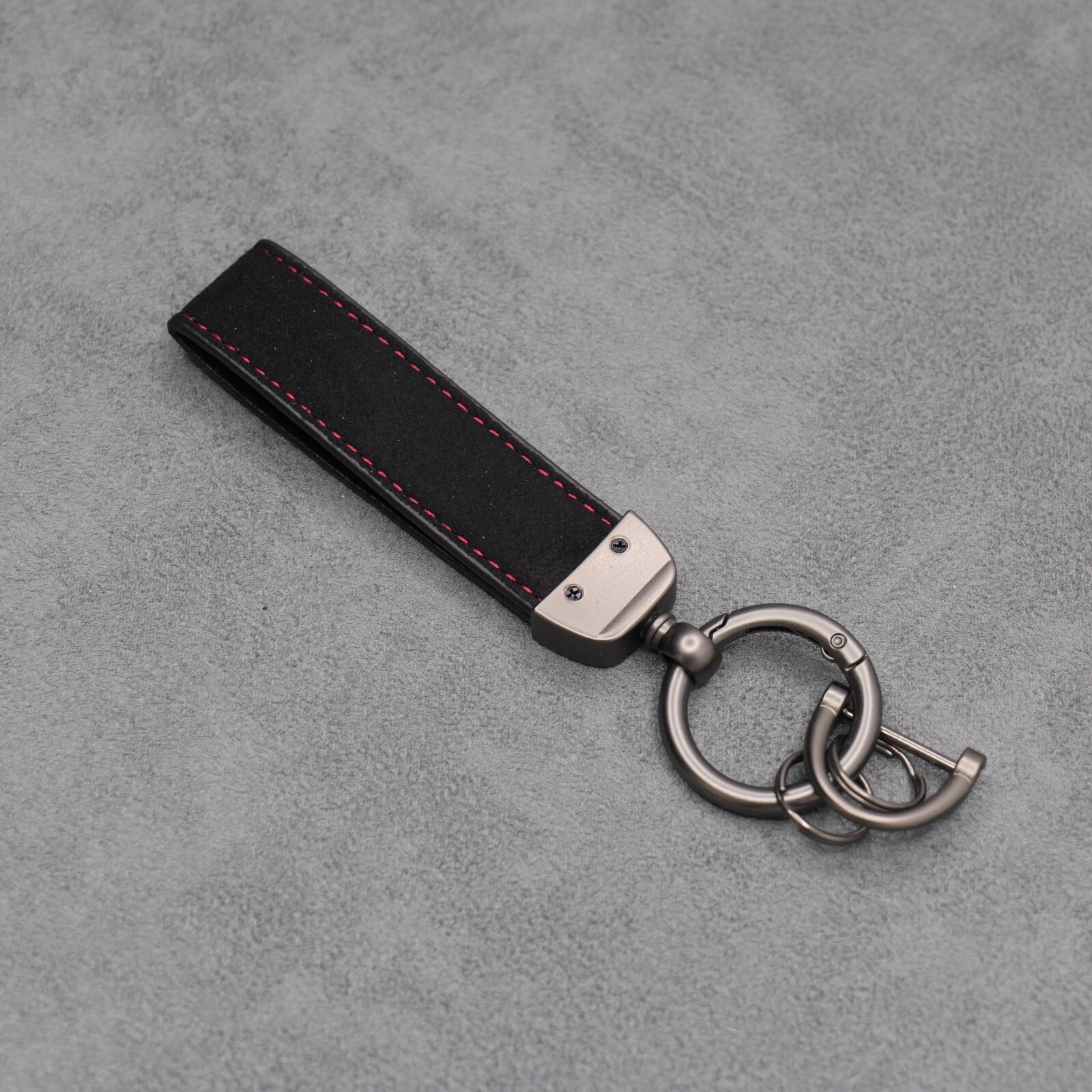 Fiat Abarth Black Suede Key Ring Chain Alcantara Stitched 500 595 695 Punto