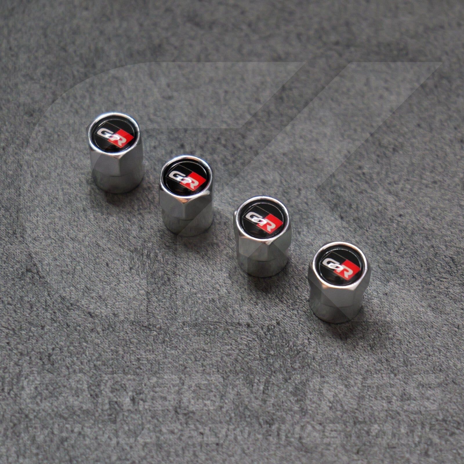 Toyota GR Gazoo Racing Silver Anodised Wheel Valve Dust Caps Yaris GR86 Supra