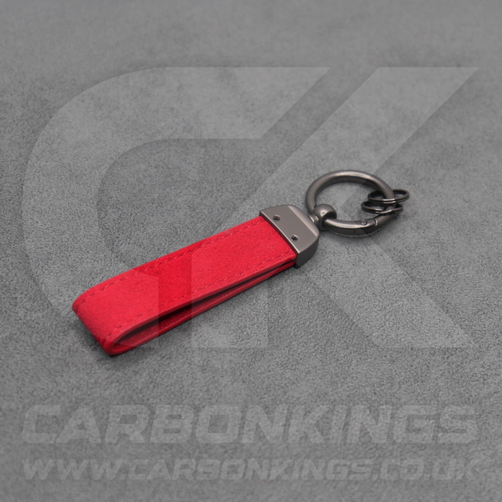 Mercedes AMG Red Suede Key Ring Chain Alcantara Stitched Premium C63 C43 A45 E63