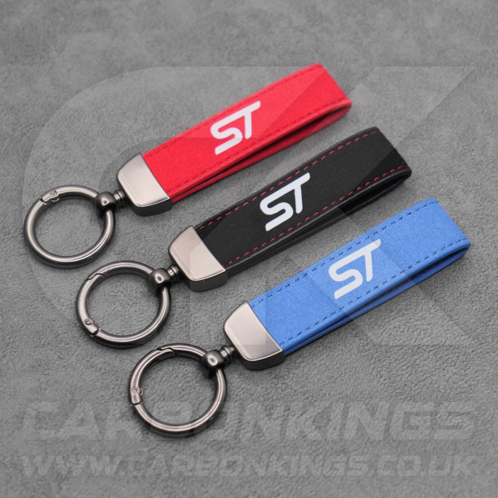 Ford ST Suede Key Ring Chain Alcantara Stitched Premium Focus Fiesta Puma