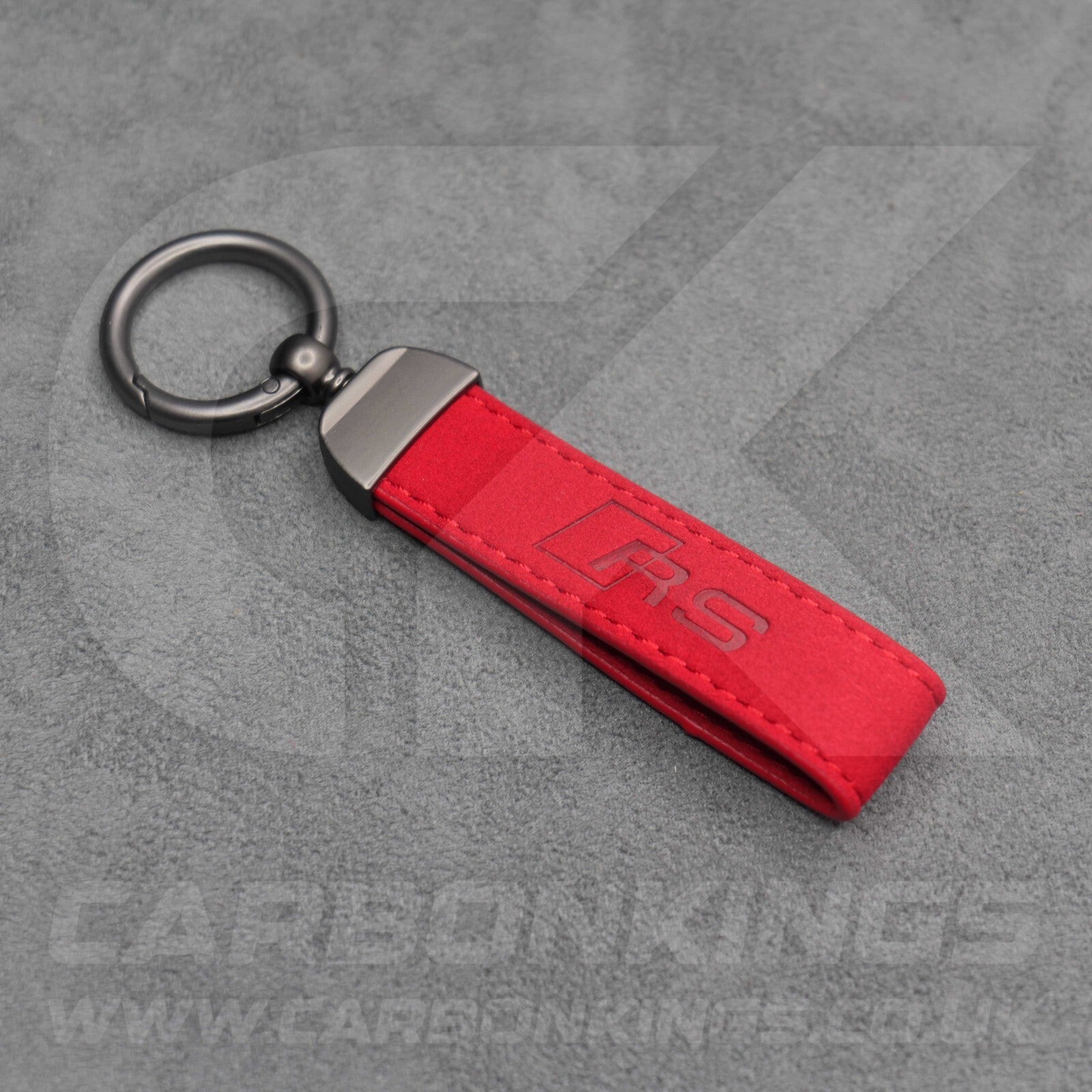 Audi RS Red Suede Key Ring Chain Alcantara Stitched Premium RS3 RS4 RS5 RS6 RS7