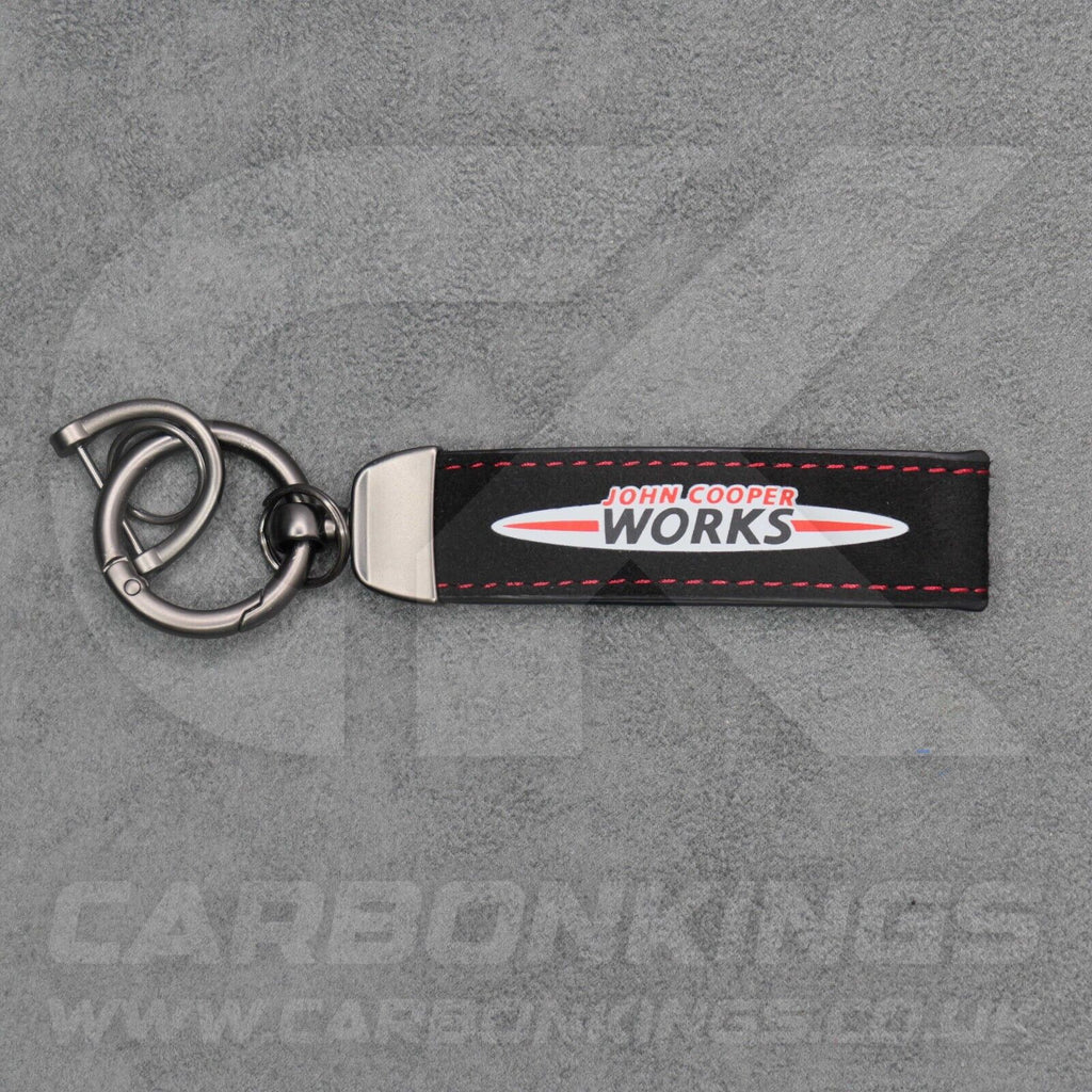Mini JCW Suede Key Ring Chain John Cooper Works Alcantara Red Stitching Premium