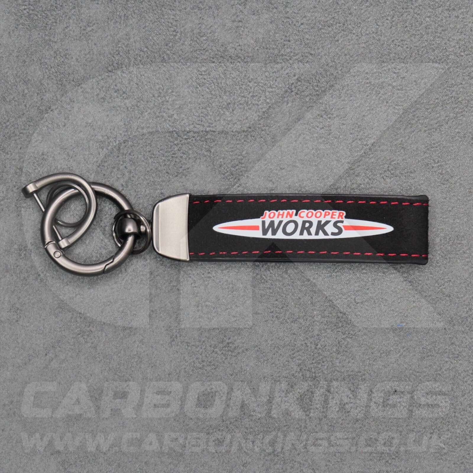 Mini JCW Suede Key Ring Chain John Cooper Works Alcantara Red Stitching Premium