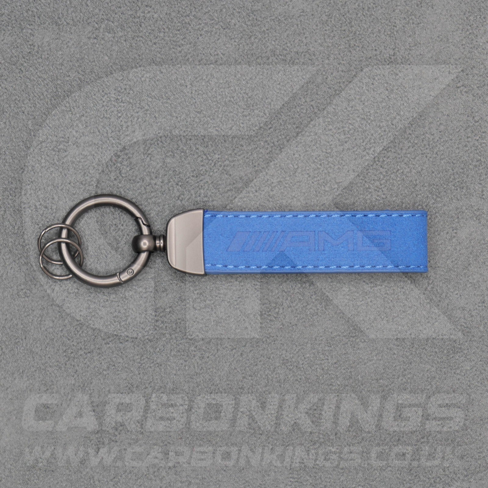 Mercedes AMG Blue Suede Key Ring Chain Alcantara Stitched C63 C43 A45 E63 A35