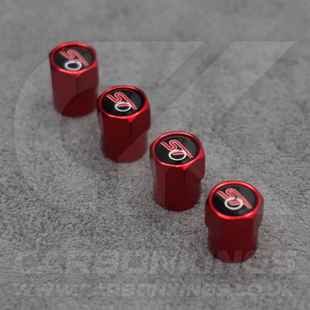 Ford ST Sport Red Anodised Wheel Valve Dust Caps Set Fiesta Focus Edge Puma