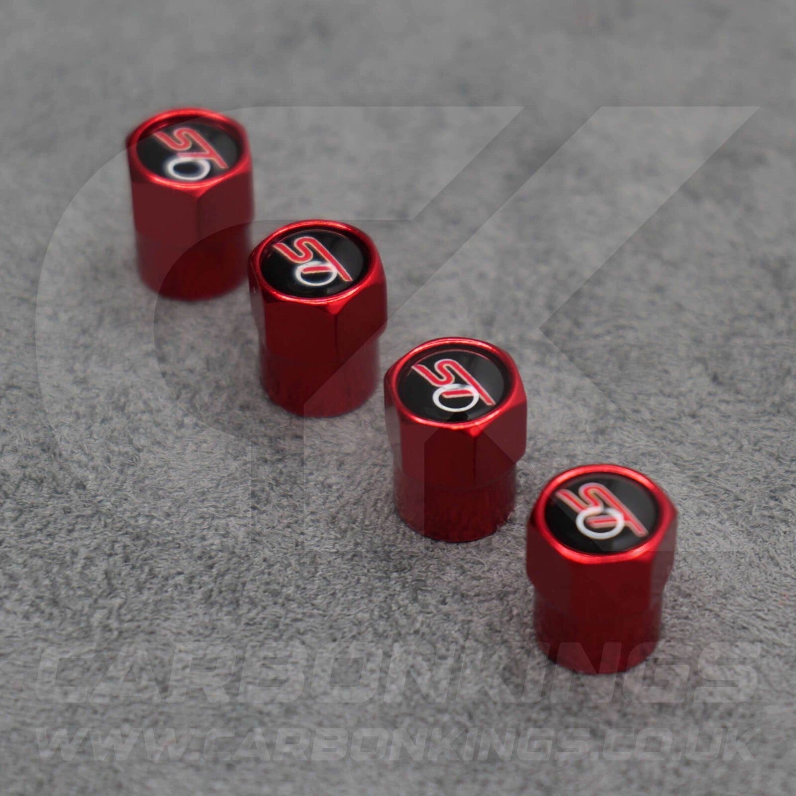 Ford ST Sport Red Anodised Wheel Valve Dust Caps Set Fiesta Focus Edge Puma