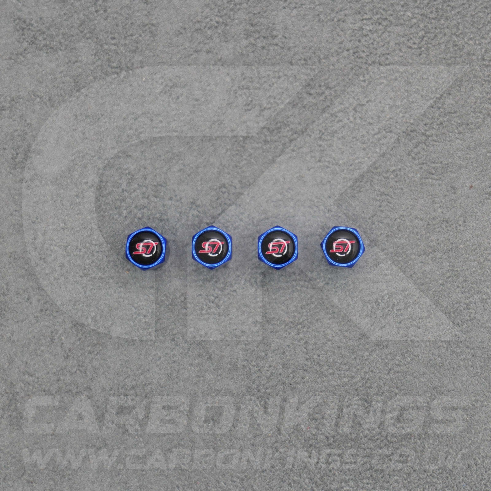 Ford ST Sport Blue Anodised Wheel Valve Dust Caps Set Fiesta Focus Edge Puma