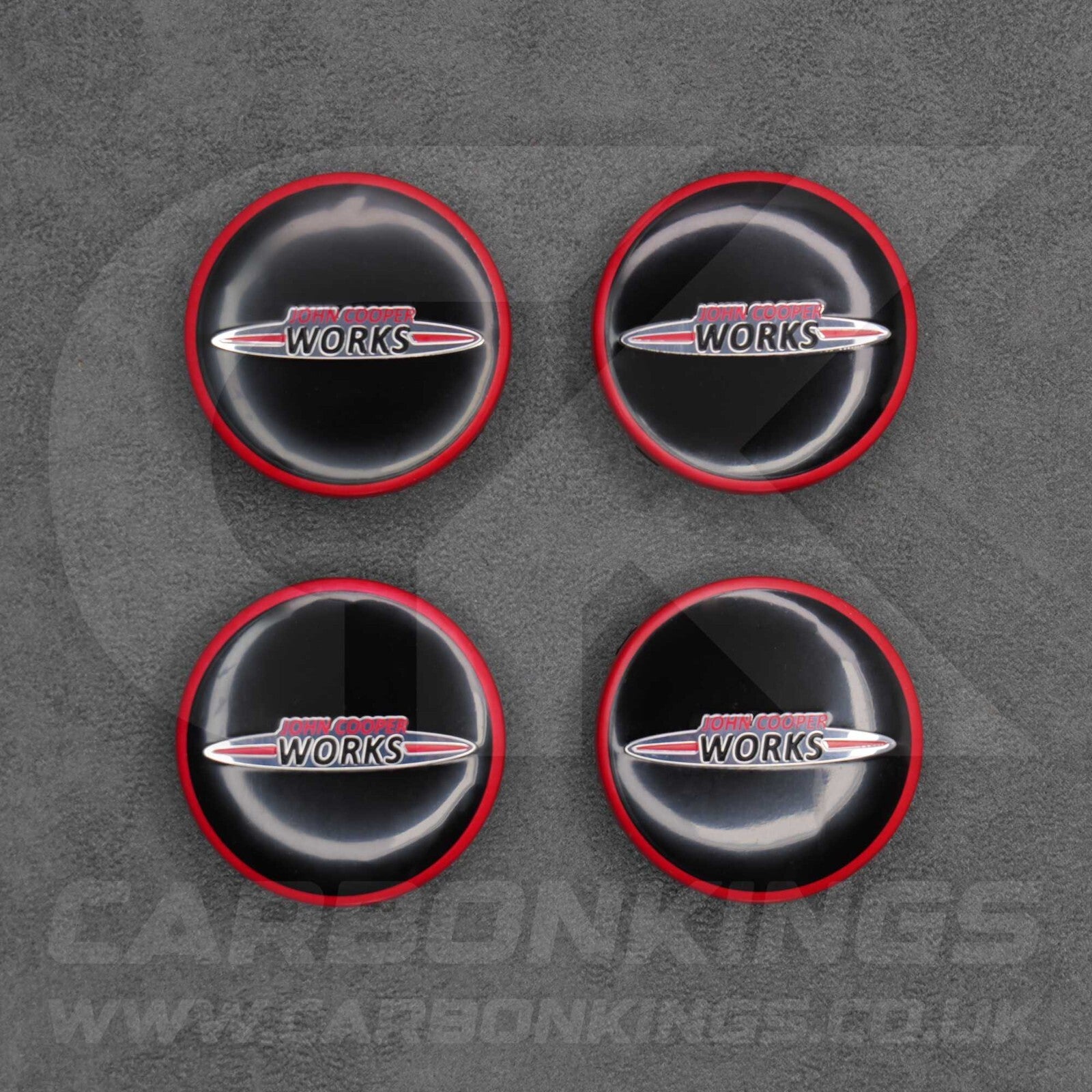 4 x Mini Cooper JCW Wheel Centre Caps 56mm R50 R55 R56 R57 R58 R60 R61 +