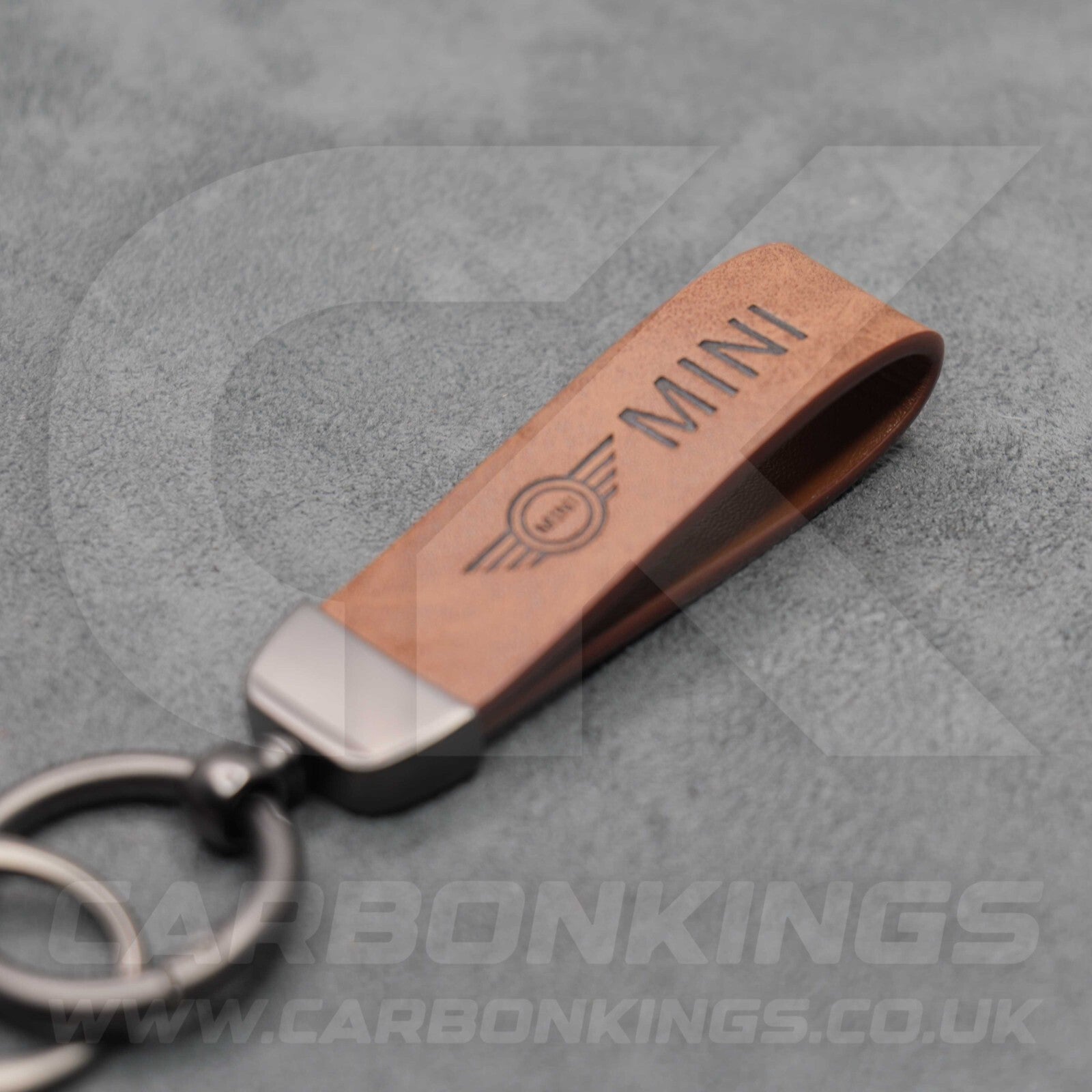 Mini Cooper Brown Leather Key Ring Chain Premium Car Keys One S JCW R55 R56 R57