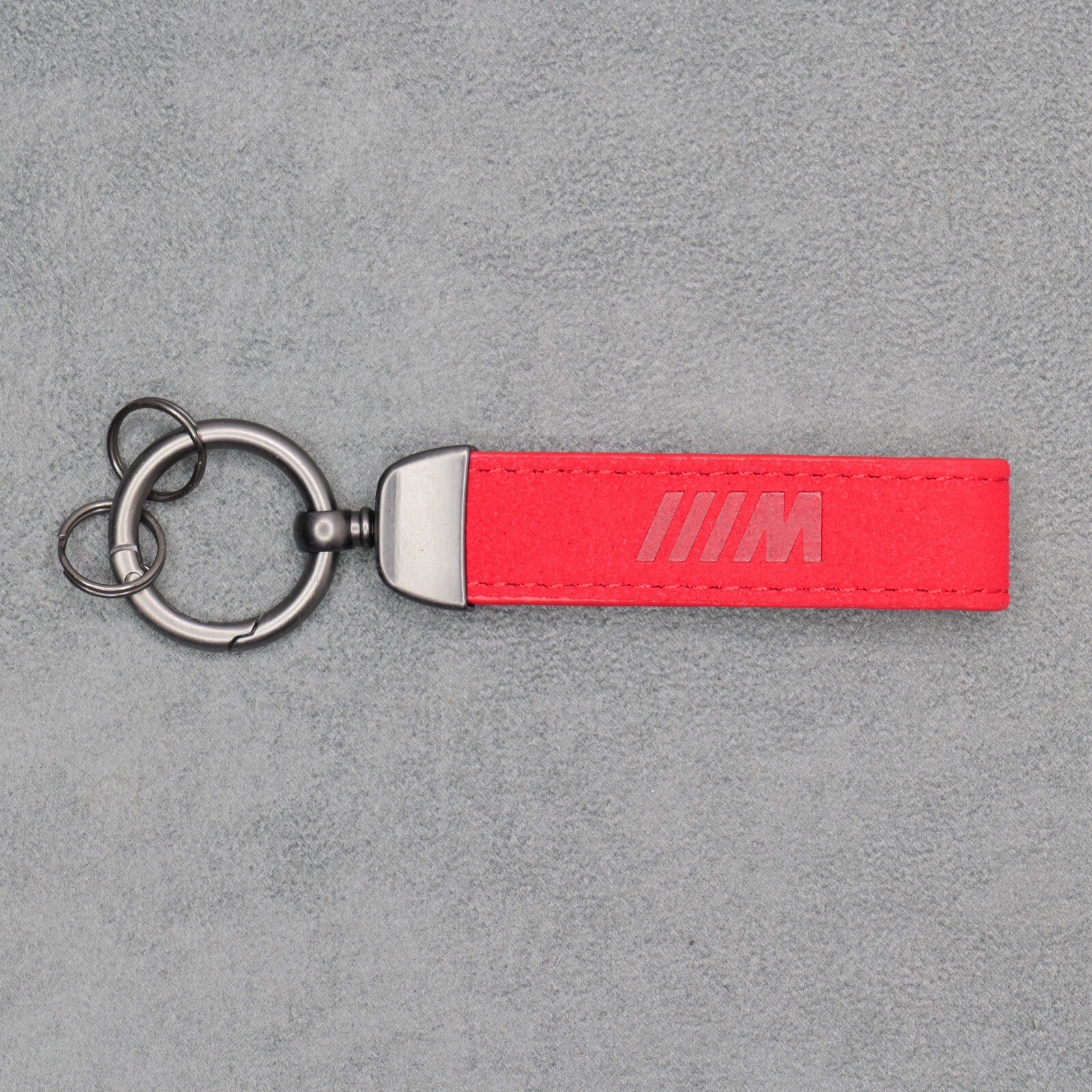 BMW M Performance Red Suede Key Ring Chain Alcantara Red Stitching Premium