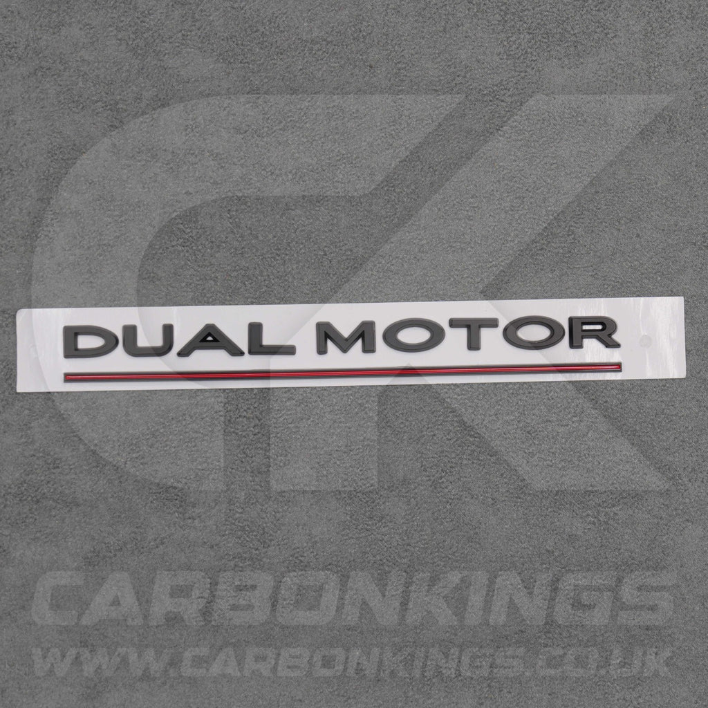 Tesla Matte Black with Red Line Dual Motor Rear Boot Badge Letters Model S 3 X Y