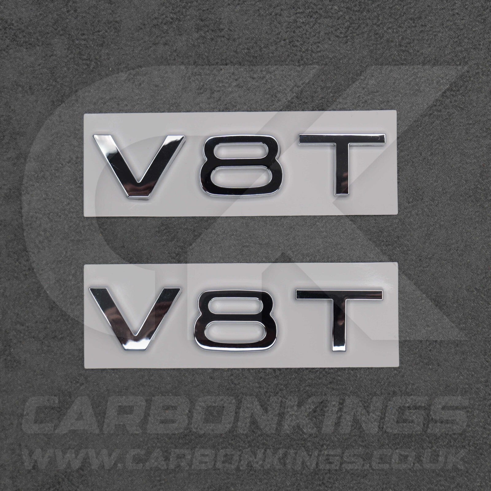 2x Chrome Silver V8T Side Wing Badge Emblems Audi SQ7 S6 S5 RS4 RS5 RS6 RS7 S8
