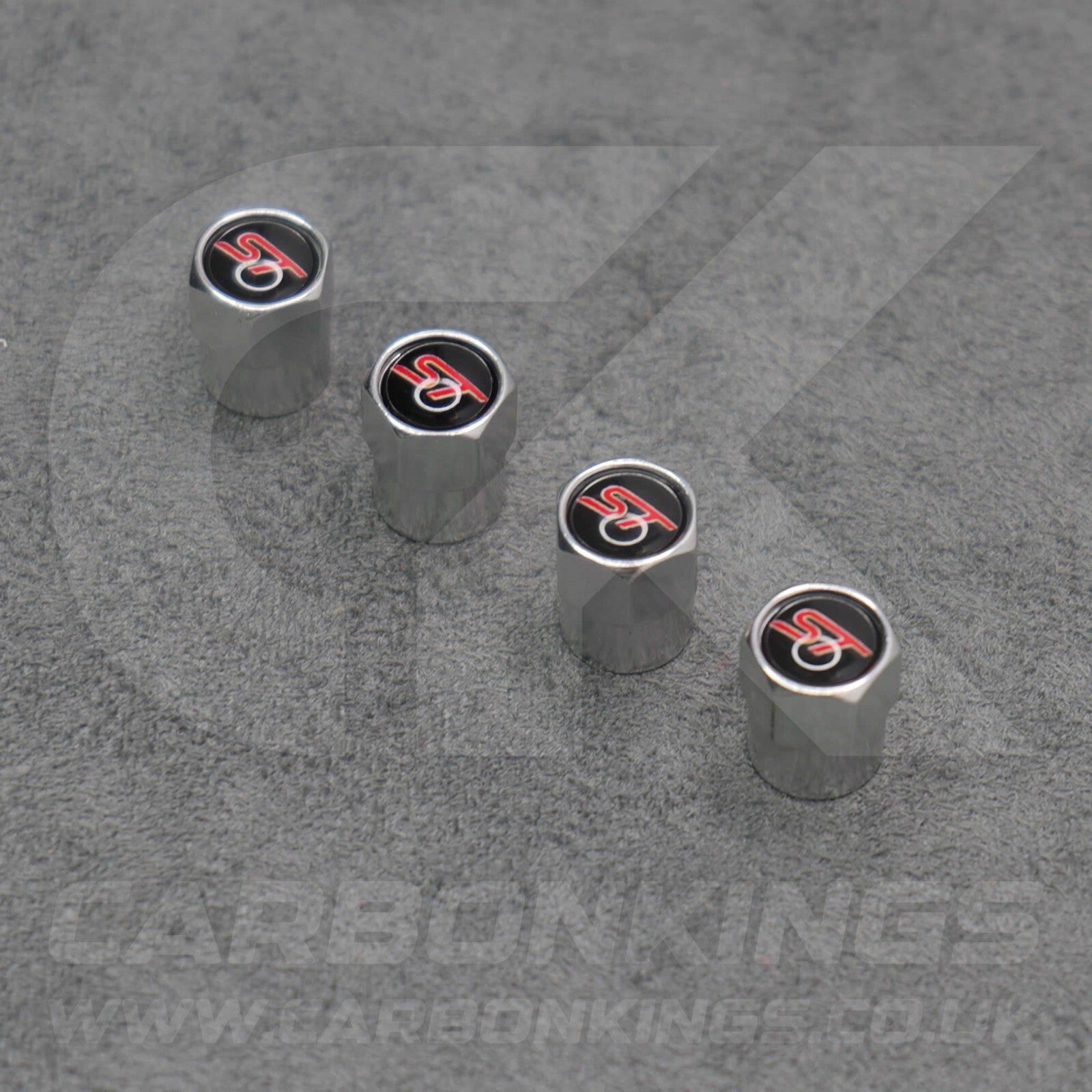 Ford ST Sport Silver Anodised Wheel Valve Dust Caps Set Fiesta Focus Edge Puma