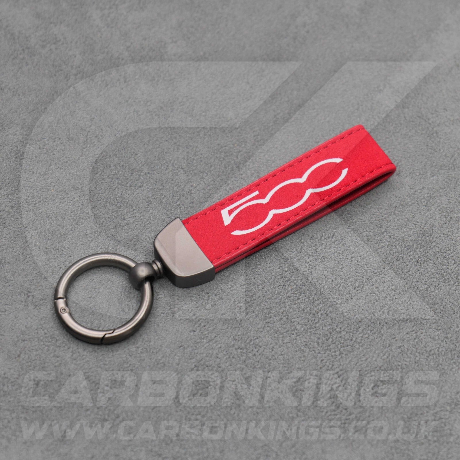 Fiat 500 Suede Car Key Ring Chain Alcantara Stitched Premium Durable Lightweight