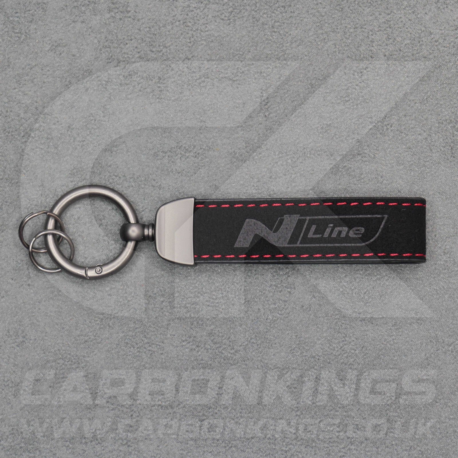 Hyundai N Line Black Suede Red Stitch Car Key Chain Ioniq 5 6 9 Kona i10 i20 i30