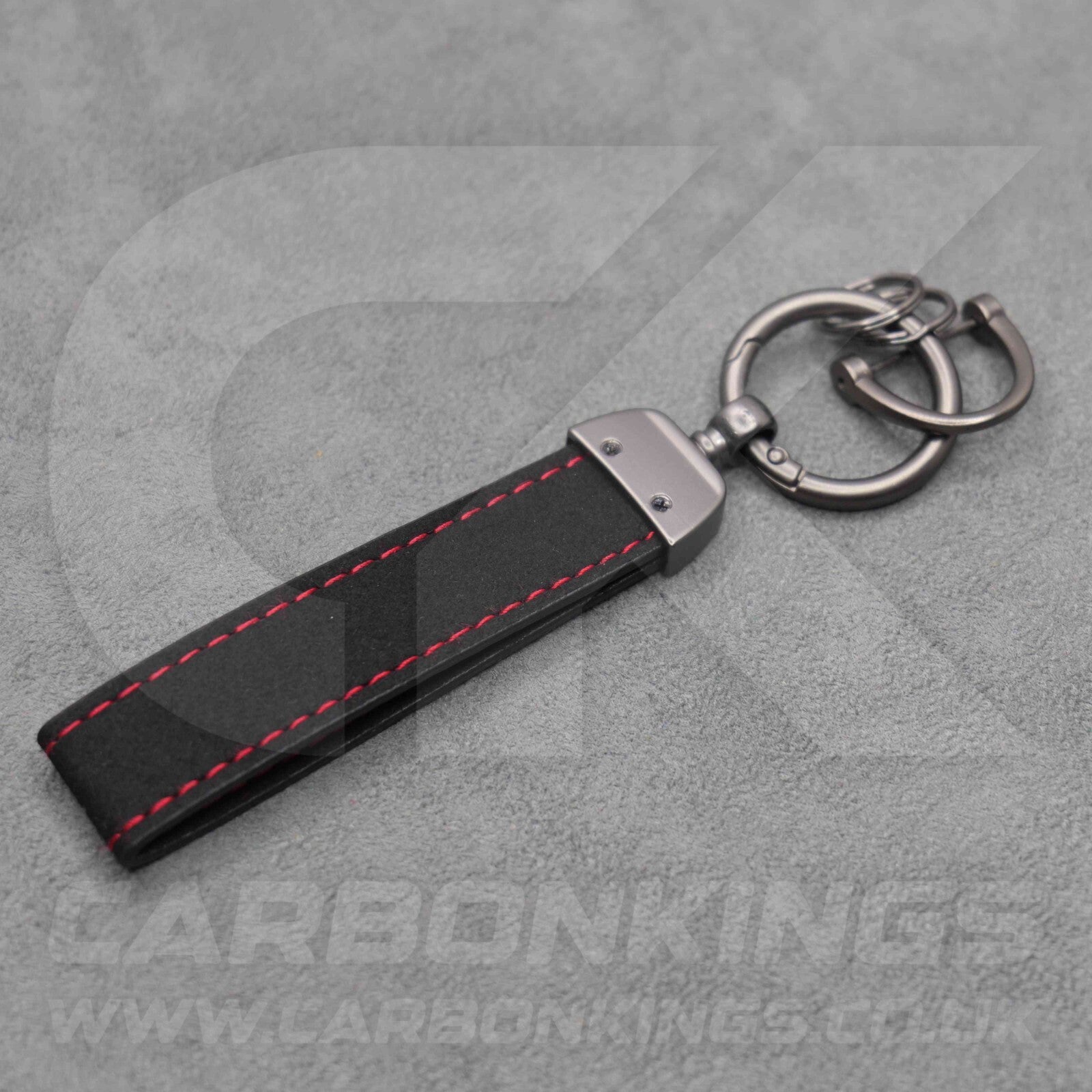 Fiat Abarth Black Suede Key Ring Chain Alcantara Stitched 500 595 695 Punto
