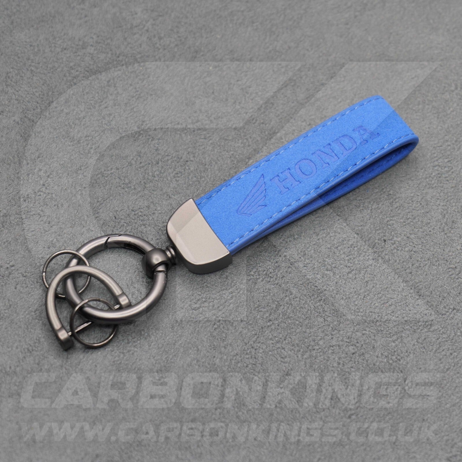 Honda Blue Suede Key Ring Chain Car Civic Type R Premium Alcantara Stitched