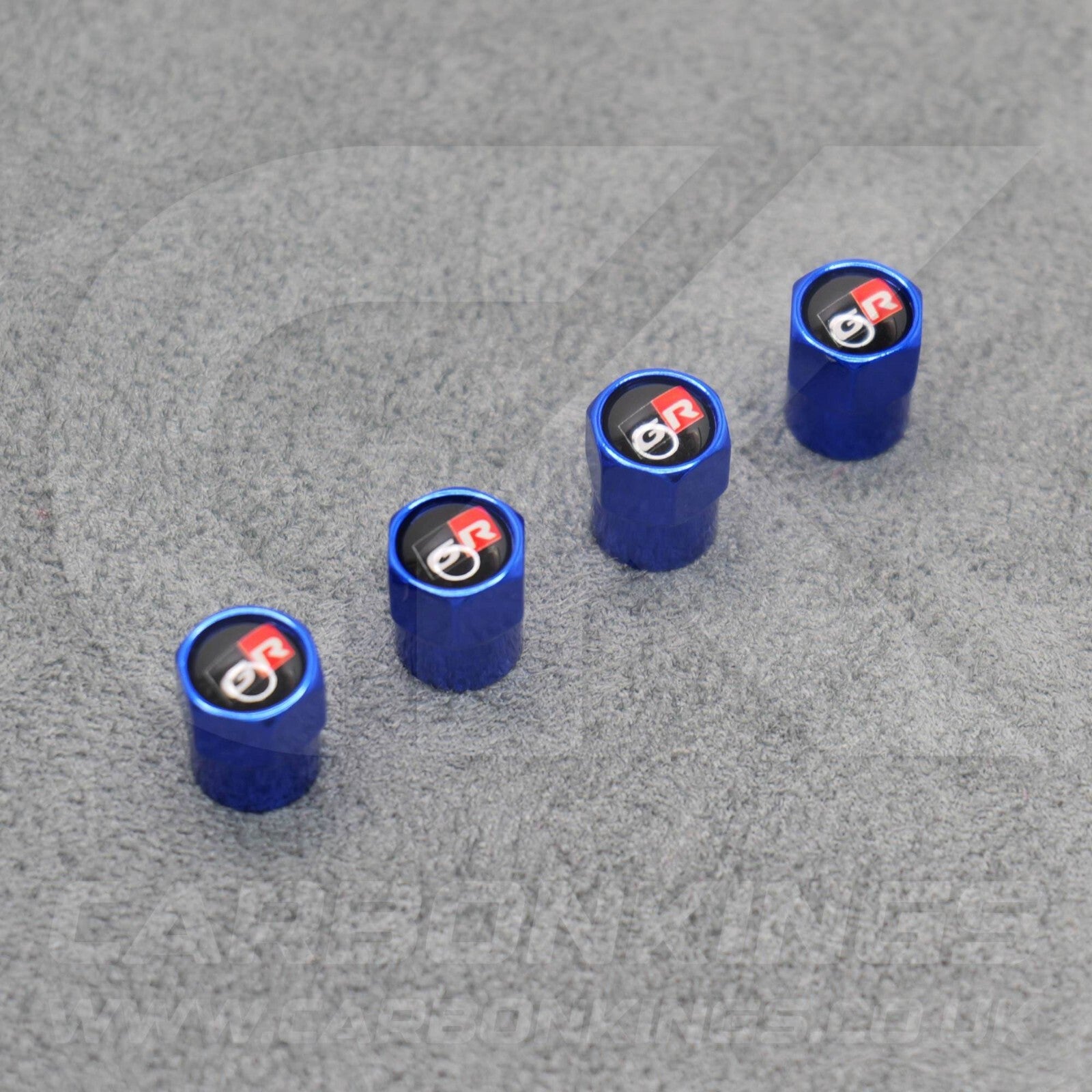 Toyota GR Gazoo Racing Blue Anodised Wheel Valve Dust Caps Set Yaris GR86 Supra