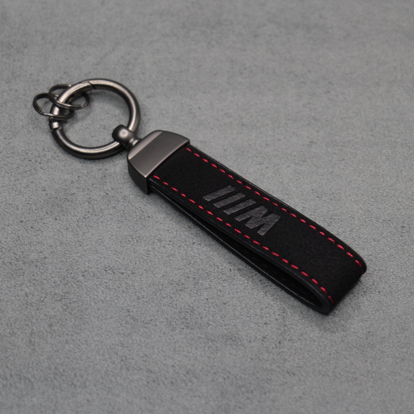 BMW M Performance Black Suede Key Ring Chain Alcantara Red Stitching Premium