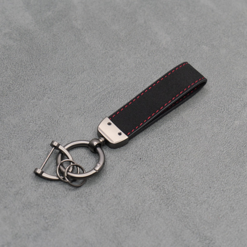 Mini Cooper Black Suede Key Ring Chain JCW Alcantara Stitched Premium Car Keys