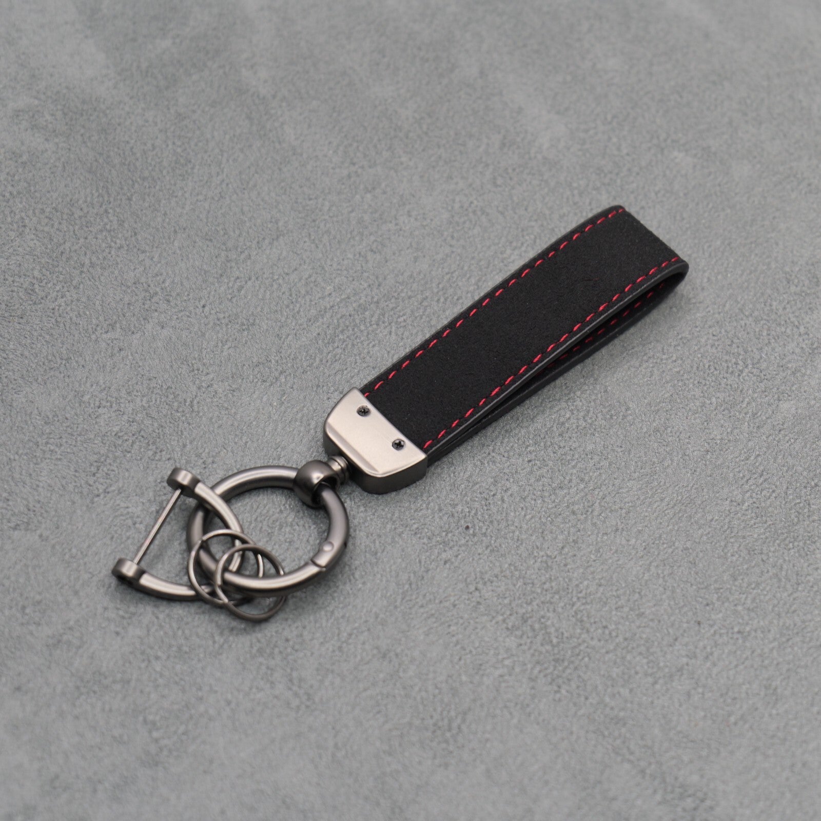 Mini Cooper Black Suede Key Ring Chain JCW Alcantara Stitched Premium Car Keys