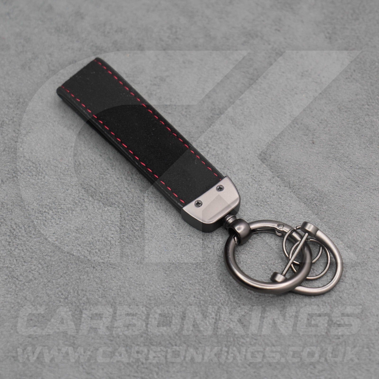 Tesla Suede Key Ring Chain Model S 3 X Y Alcantara Red Stitching Premium