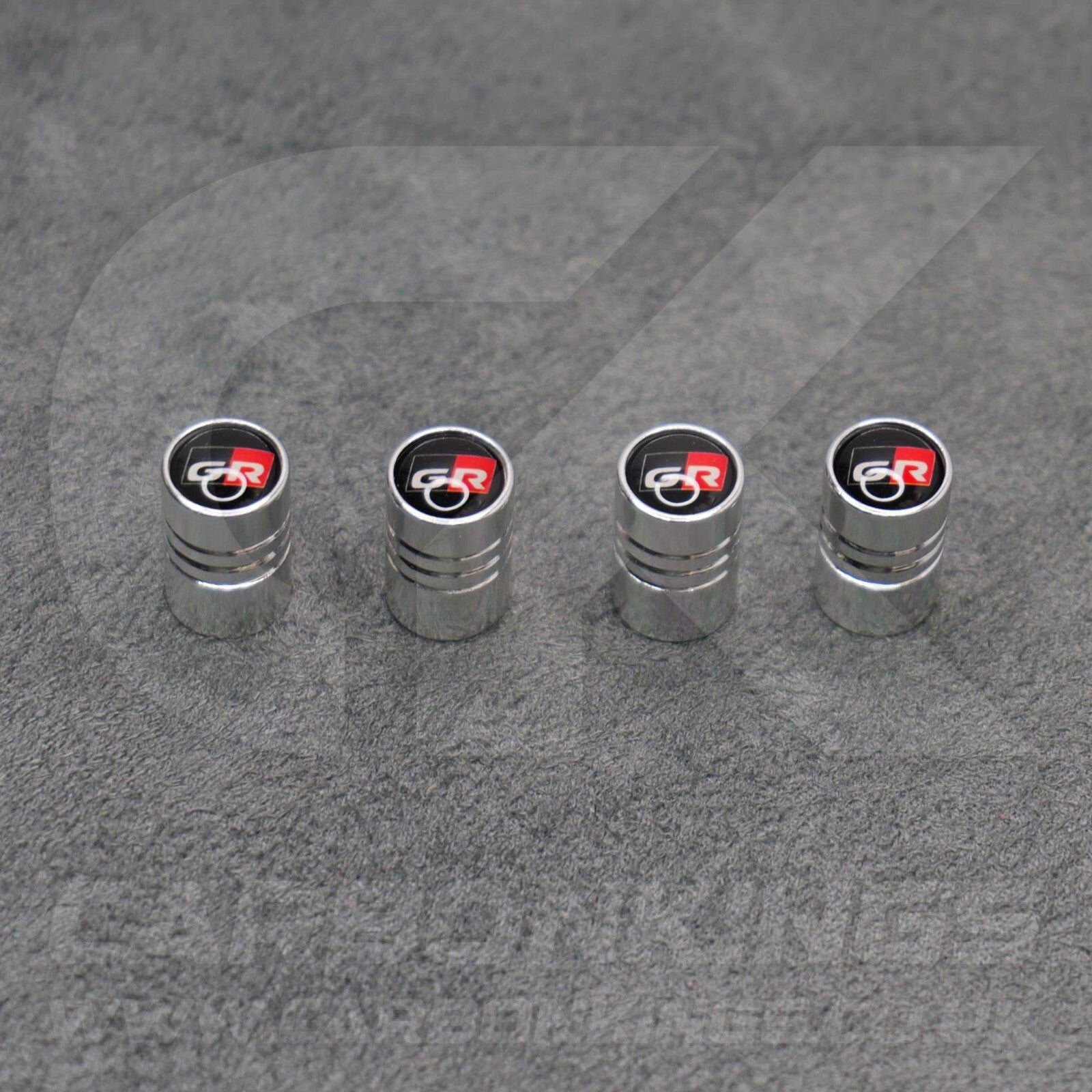 Toyota GR Gazoo Racing Silver Anodised Wheel Valve Dust Caps Yaris GR86 Supra