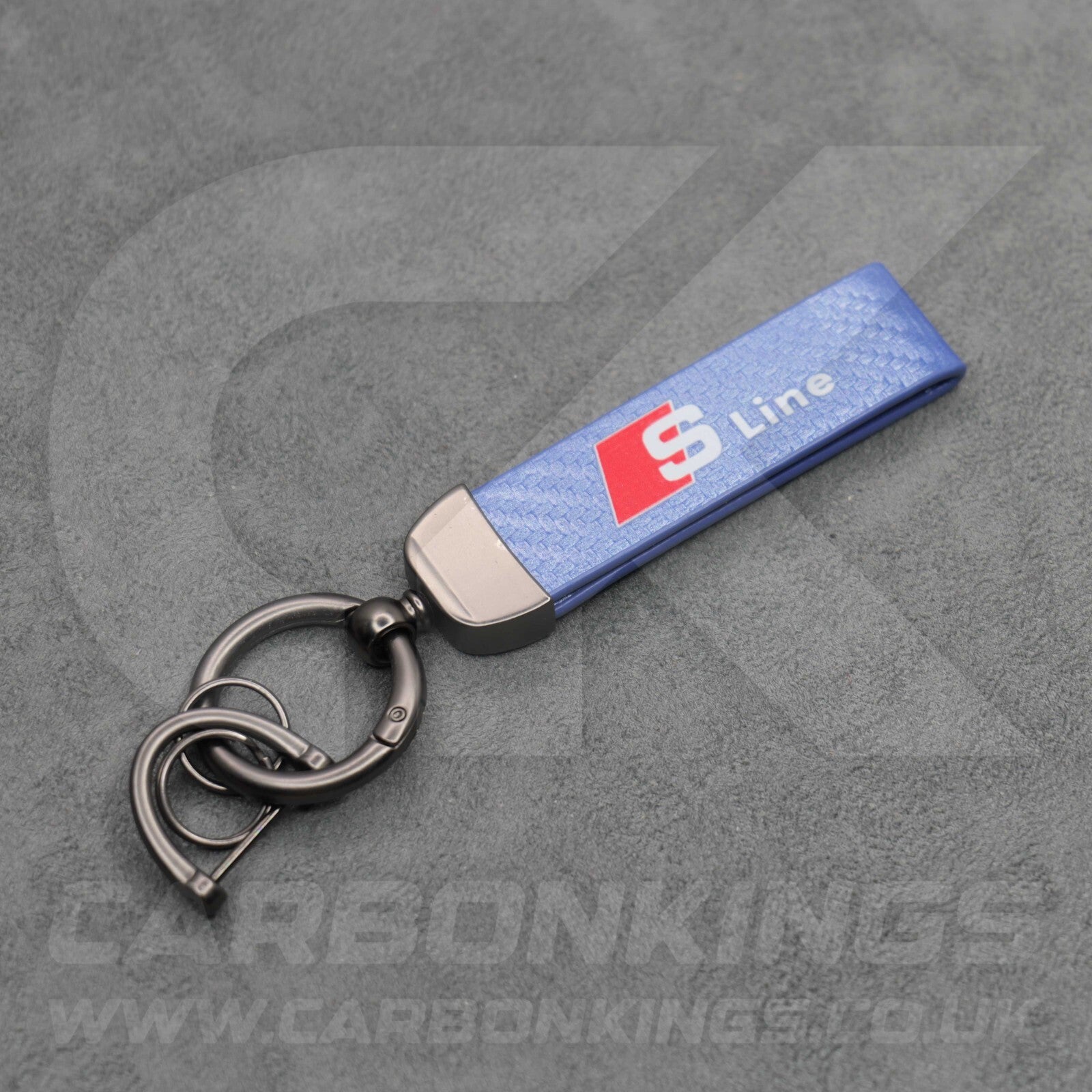 Audi S Line Blue Carbon Fibre Key Ring Chain A1 A3 A4 A5 A6 A7 Q3 Q4 Q5 Q6 Q7 Q8
