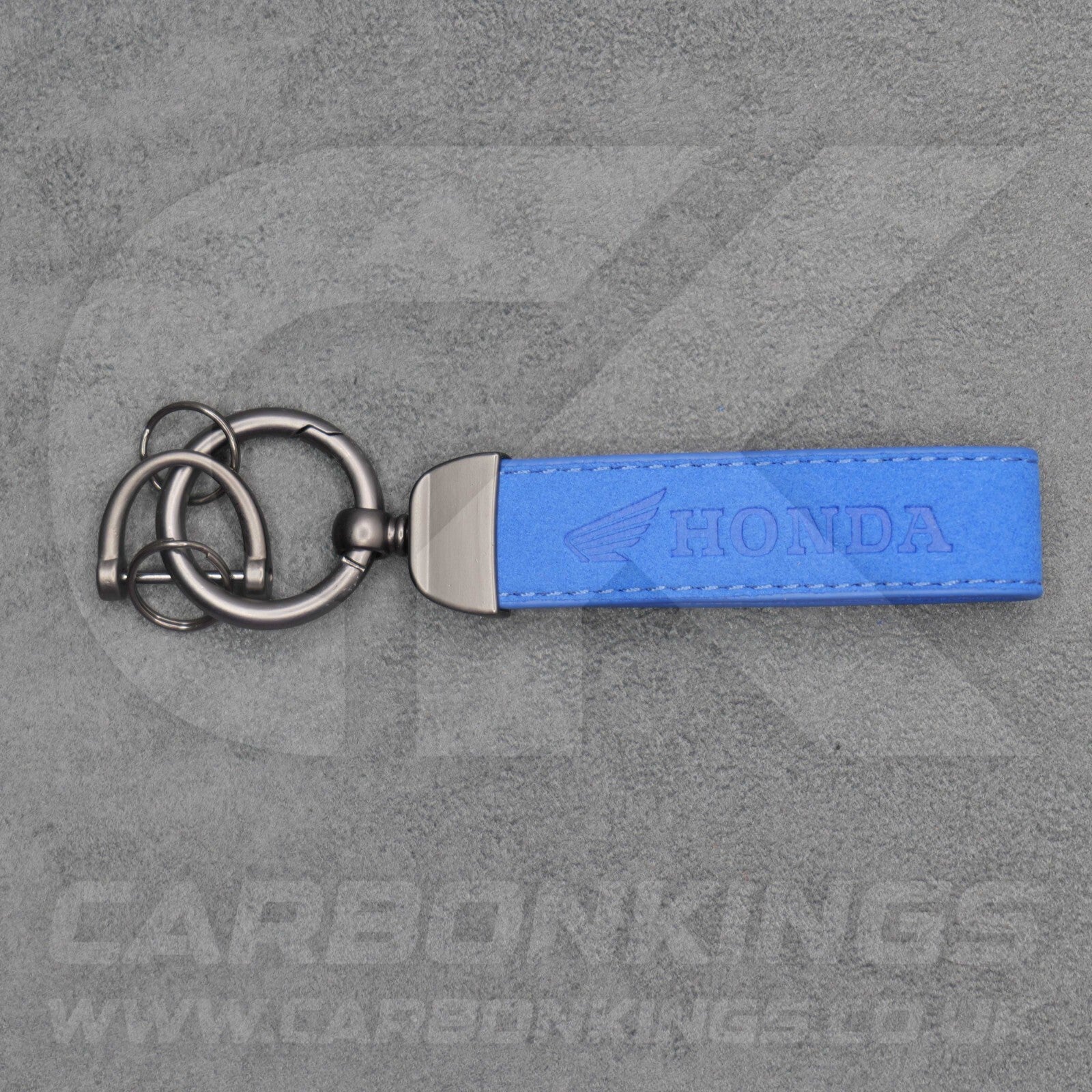 Honda Blue Suede Key Ring Chain Car Civic Type R Premium Alcantara Stitched