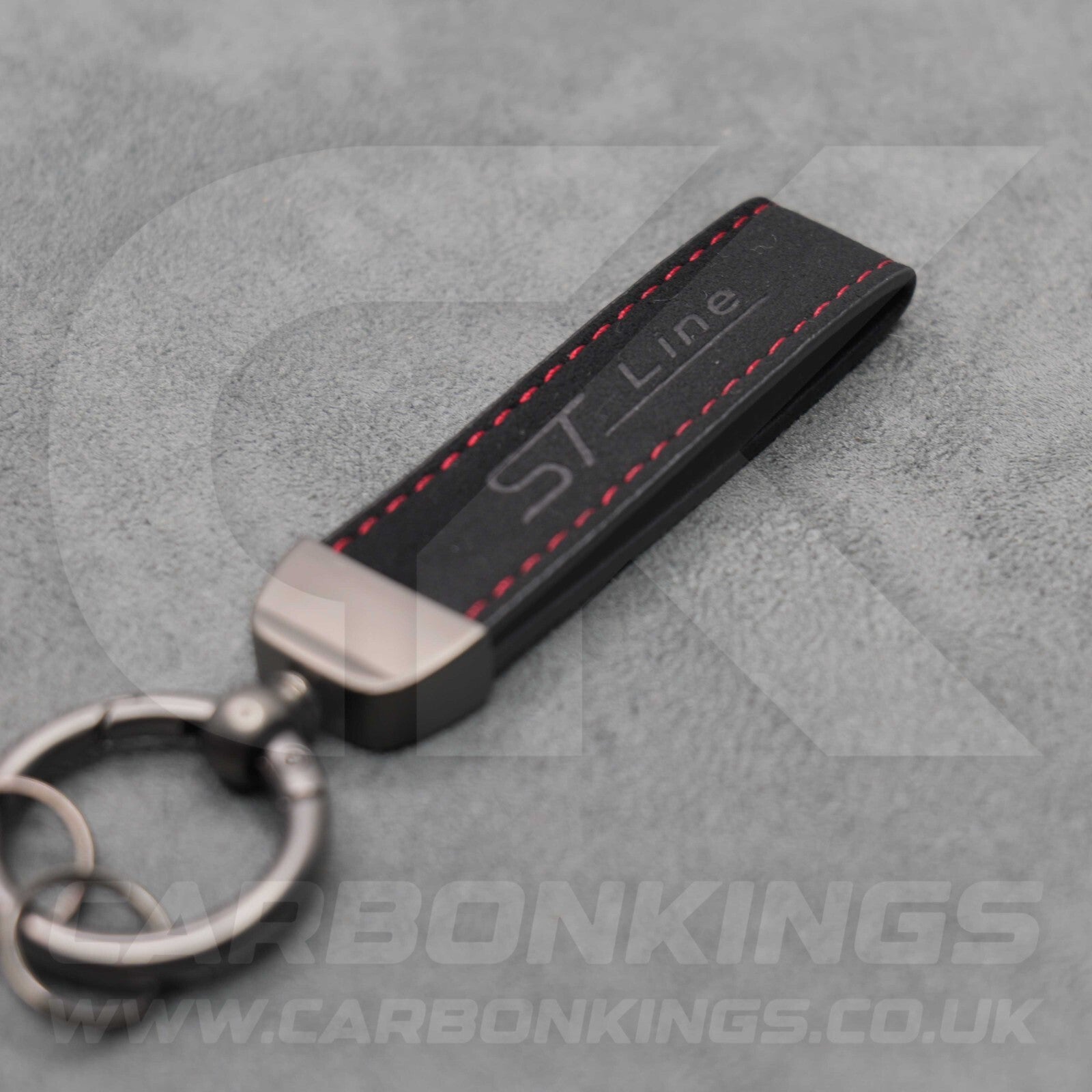 Ford ST Line Black Suede with Red Stitching Key Ring Chain Focus Fiesta Puma