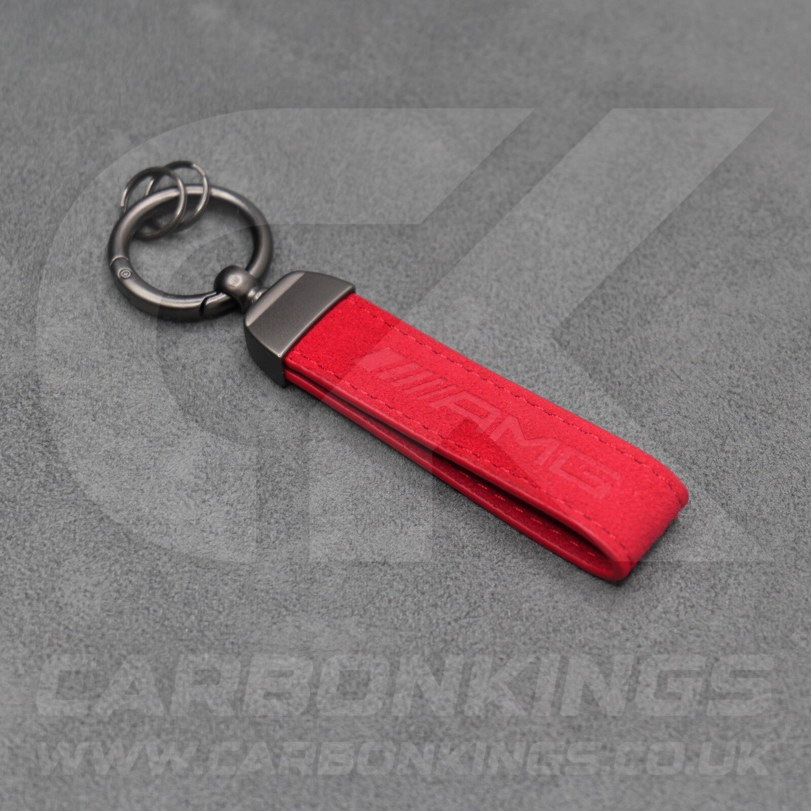Mercedes AMG Red Suede Key Ring Chain Alcantara Stitched Premium C63 C43 A45 E63
