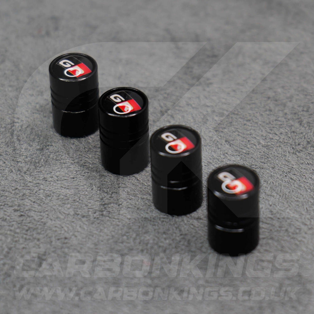 Toyota GR Gazoo Racing Black Anodised Wheel Valve Dust Caps Set Yaris GR86 Supra