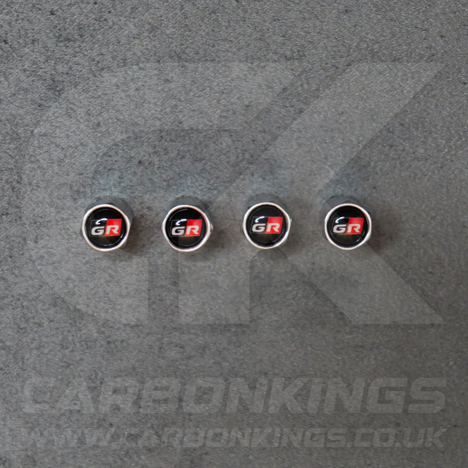 Toyota GR Gazoo Racing Silver Anodised Wheel Valve Dust Caps Yaris GR86 Supra