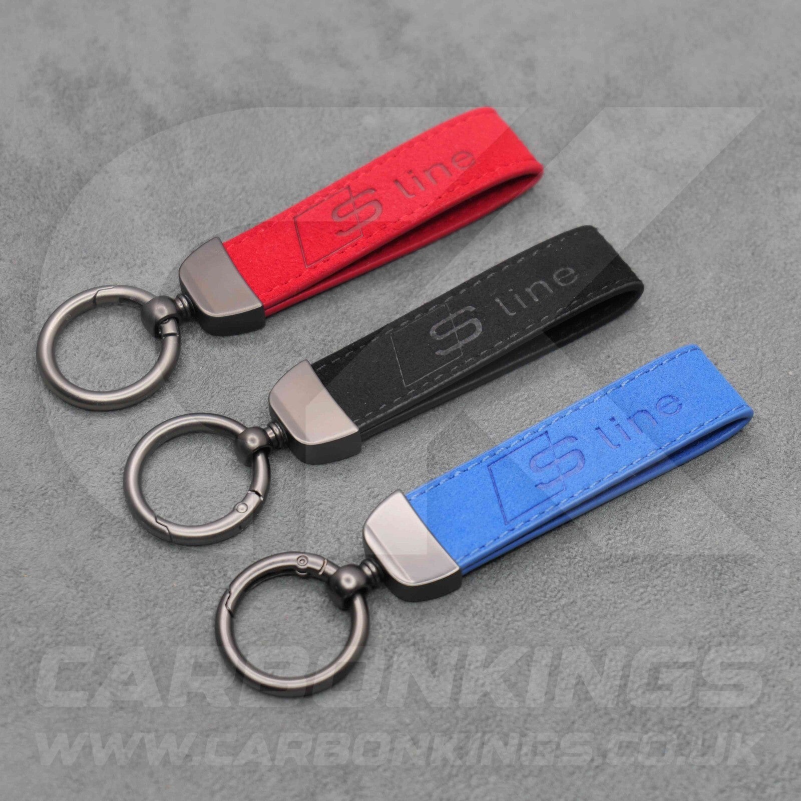 Audi S Line Suede Alcantara Key Ring Chain A1 A3 A4 A5 A6 A7 Q3 Q4 Q5 Q6 Q7 Q8