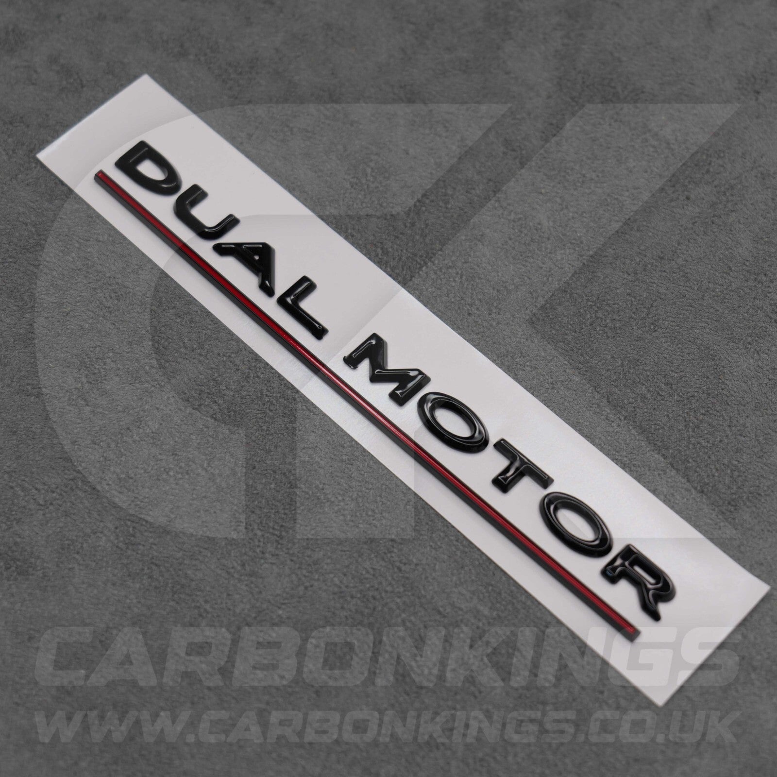 Tesla Gloss Black with Red Line Dual Motor Rear Boot Badge Letters Model S 3 X Y