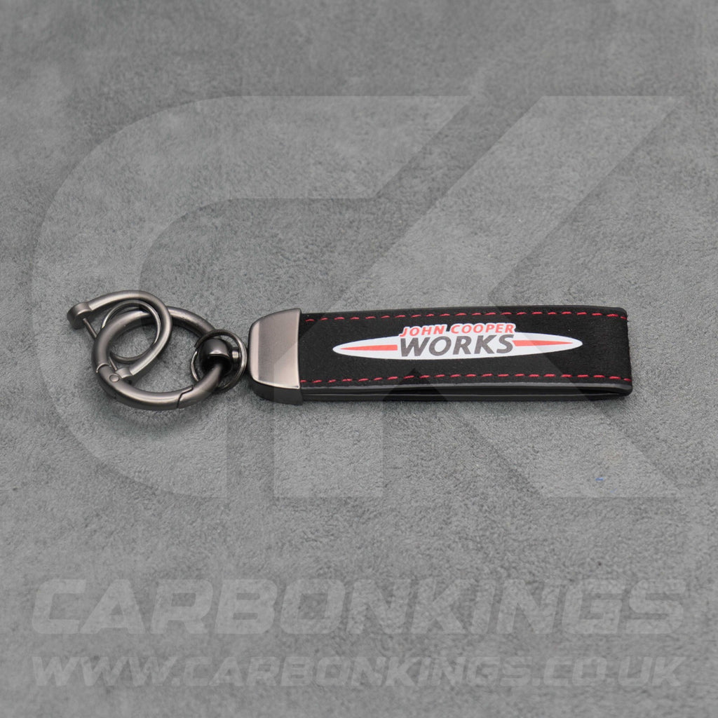 Mini JCW Suede Key Ring Chain John Cooper Works Alcantara Red Stitching Premium