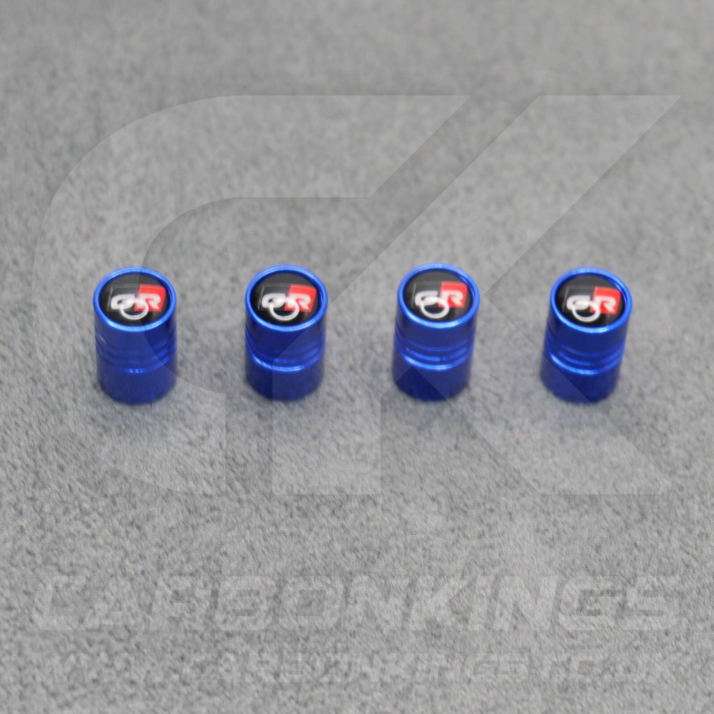Toyota GR Gazoo Racing Blue Anodised Wheel Valve Dust Caps Set Yaris GR86 Supra