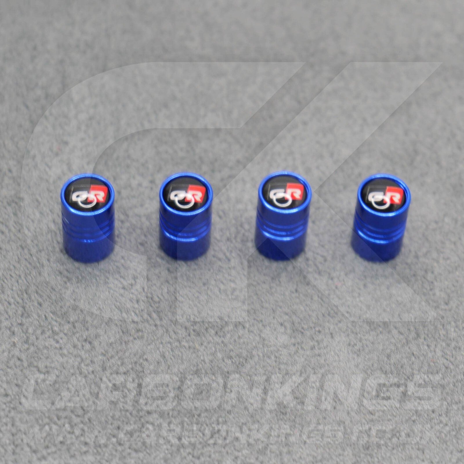Toyota GR Gazoo Racing Blue Anodised Wheel Valve Dust Caps Set Yaris GR86 Supra