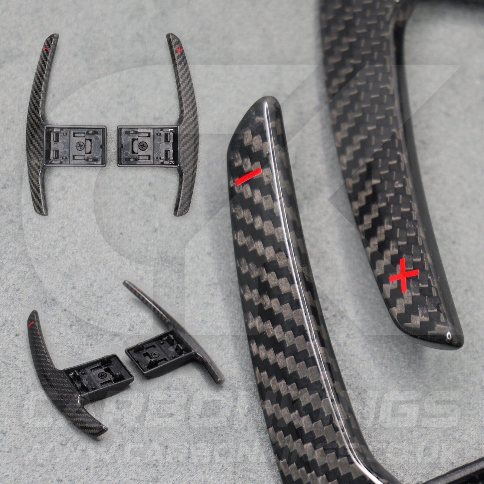Carbon Fibre & Red +/- Gear Paddle Shifters for BMW F80 M3 F82 F83 M4 F87 M2 F30