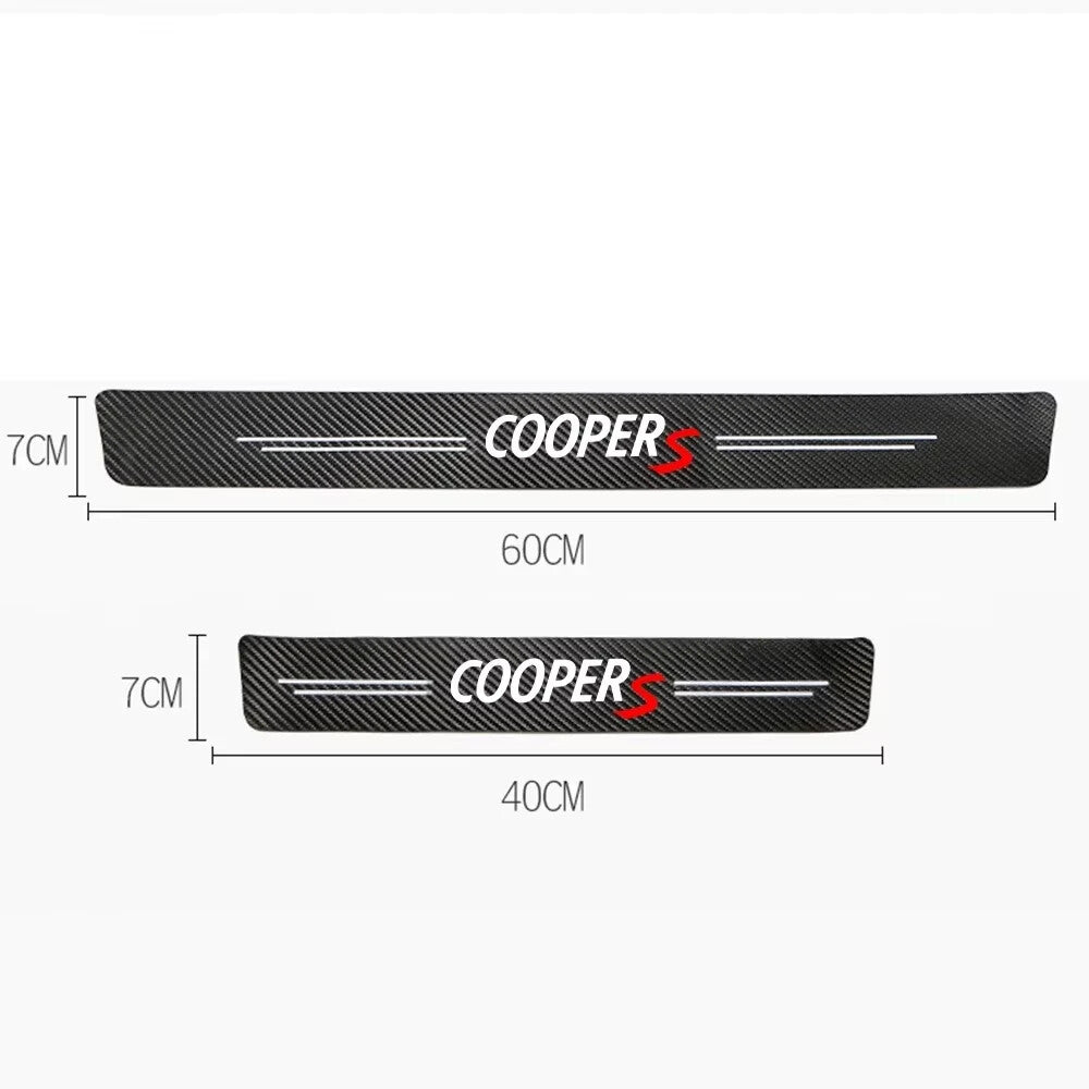 Mini Cooper S Carbon Fibre Anti Scratch Door Sill Protector Set Protection R55 +